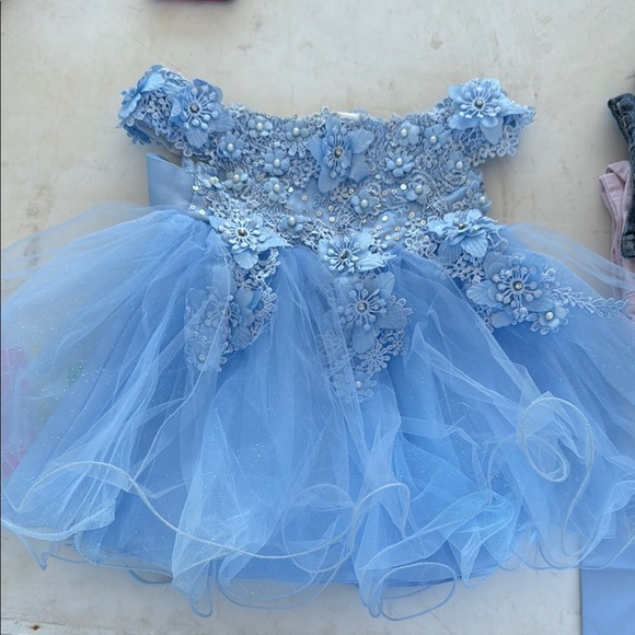 lala & erina Other - Blue Elegant Off-the-Shoulder Baby Gown